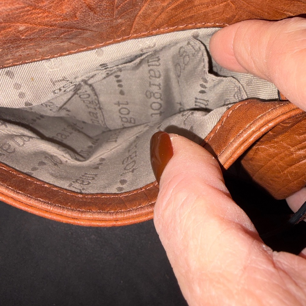 Margo Embossed Brown Leather Crossbody Bag - Picture 4 of 5